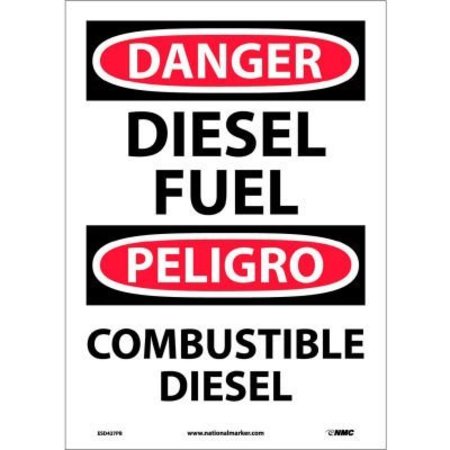 NATIONAL MARKER CO Bilingual Vinyl Sign - Danger Diesel Fuel ESD427PB